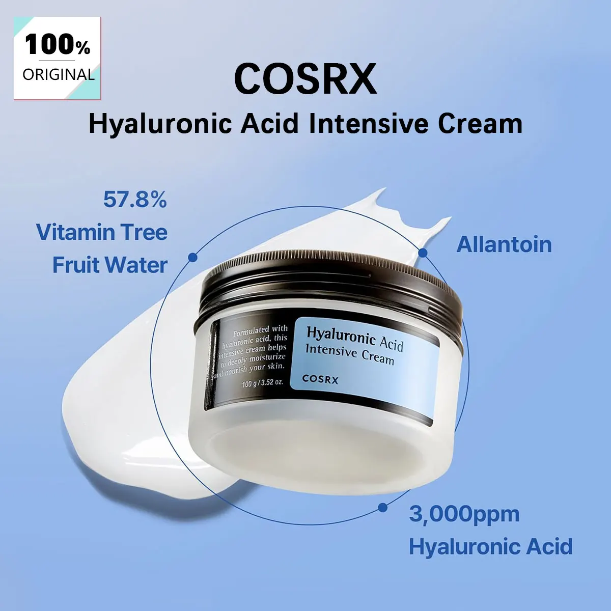 COSRX Hyaluronic Acid Intensive Cream 100g, Fast Absorbing, Soft Skin Touch, Korean Cosmetics, Korean Skincare