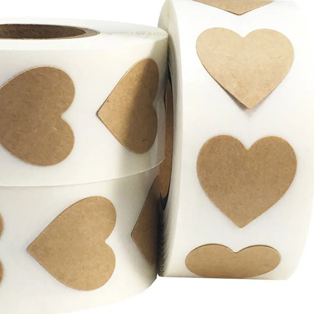 1 Roll Heart Shape Sticker Strong Adhesive Self-Adhesive Romantic DIY Label for Valentine's Day Candy Bag Stickers