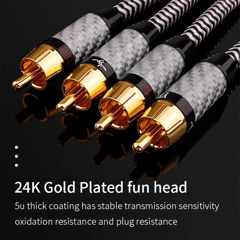 YYAUDIO 1 pair Silver Plated RCA Audio Cable 2 RCA to 2 RCA Interconnect Cable HIFI Stereo 7N OCC Male to Male For Amplifier DAC