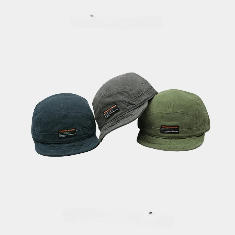 Korean Retro Baseball Cap Solid Color Flat Brim Tooling Visor Street Fashion Can Be Washed Soft Top Brim Baseball Cap