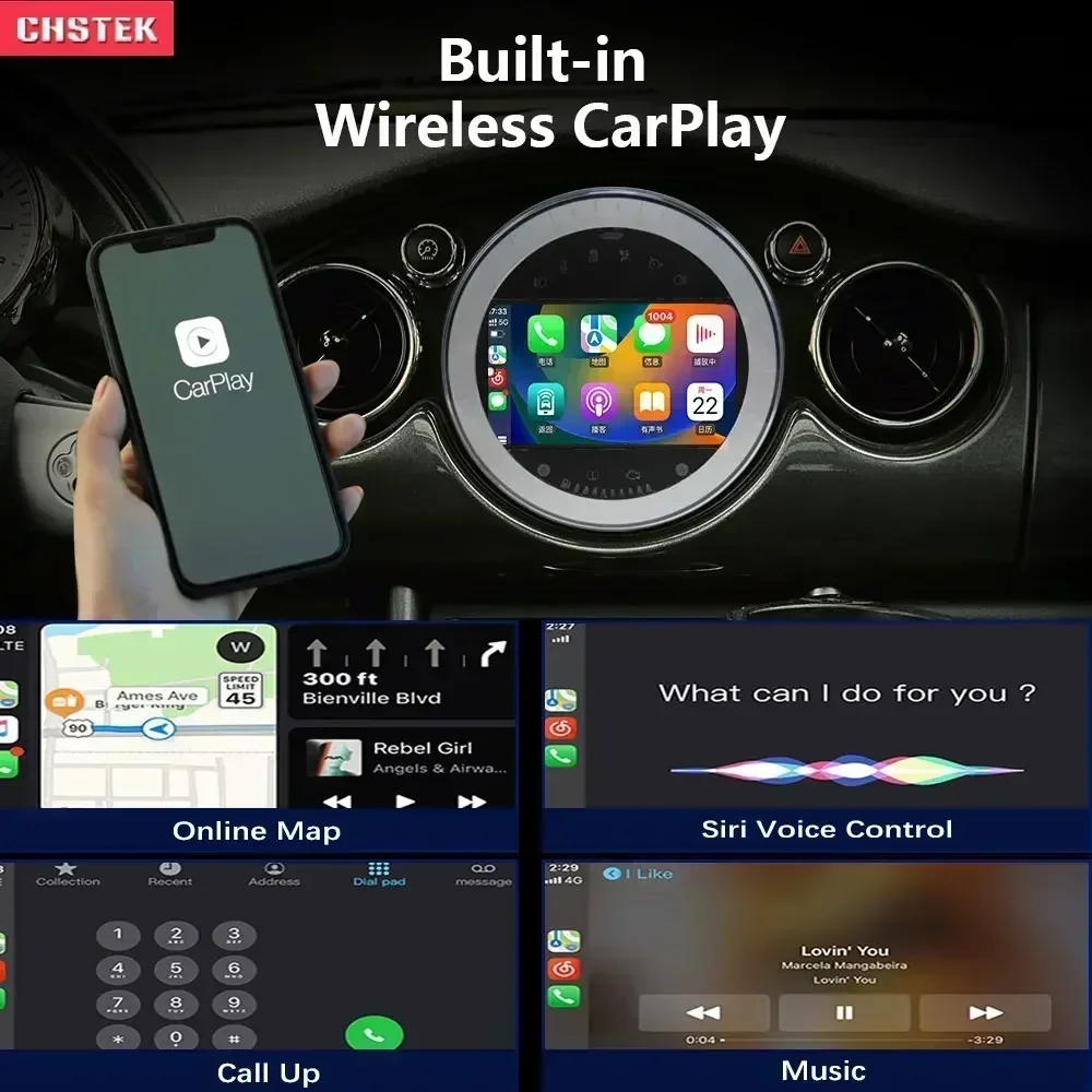 راديو سيارة أندرويد CHSTEK لسيارة BMW MINI COOPER R56 Carplay اللاسلكي ونظام تشغيل أندرويد نظام ملاحة تلقائي بنظام تحديد المواقع بلوتوث واي فاي 4G شاشة لمس #4