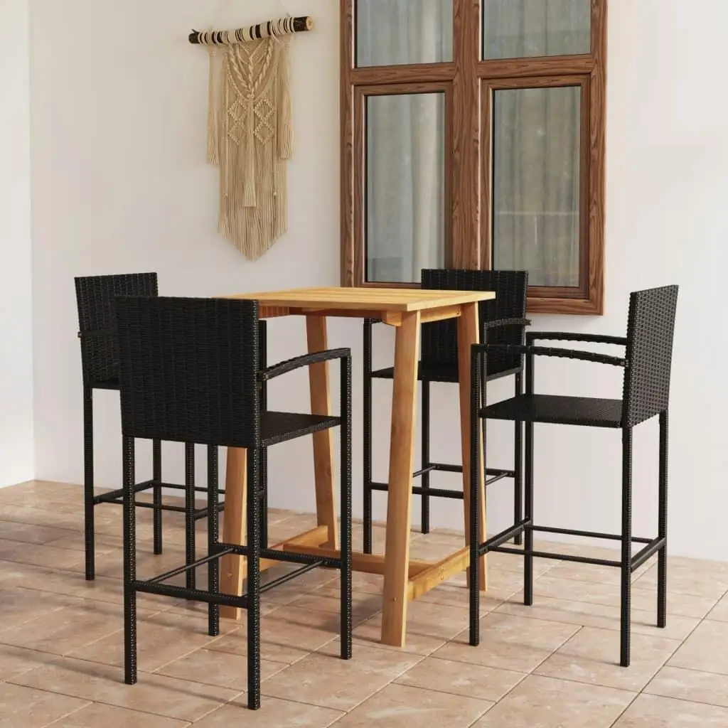 

Stylish 5 Piece Black Patio Bar Set Outdoor Furniture for Garden Poolside Dining and Relaxing