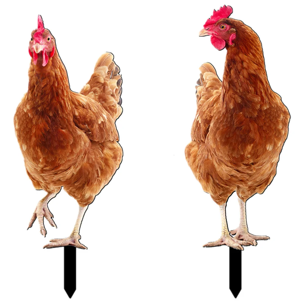 

2Pcs Vivid Chicken Yard Stakes Acrylic Garden Decor for Outdoor Lawn Garden Animal Insert Backyard Decoration Stakes