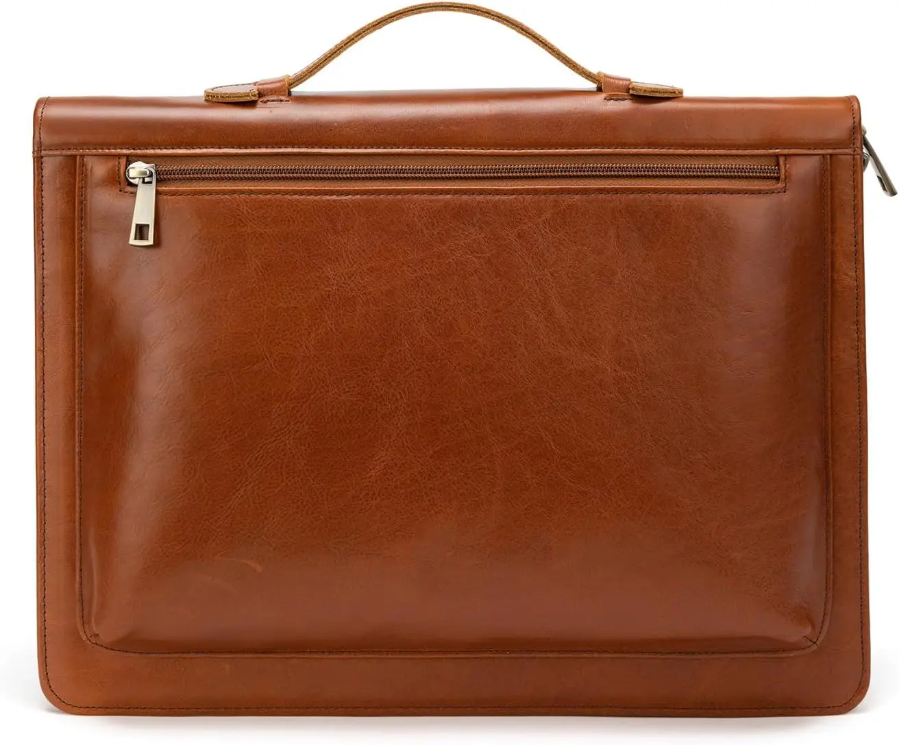 

Handmade Leather Portfolio with Zippered Pocket, Clip for Notepad - Ideal for Business Travel
