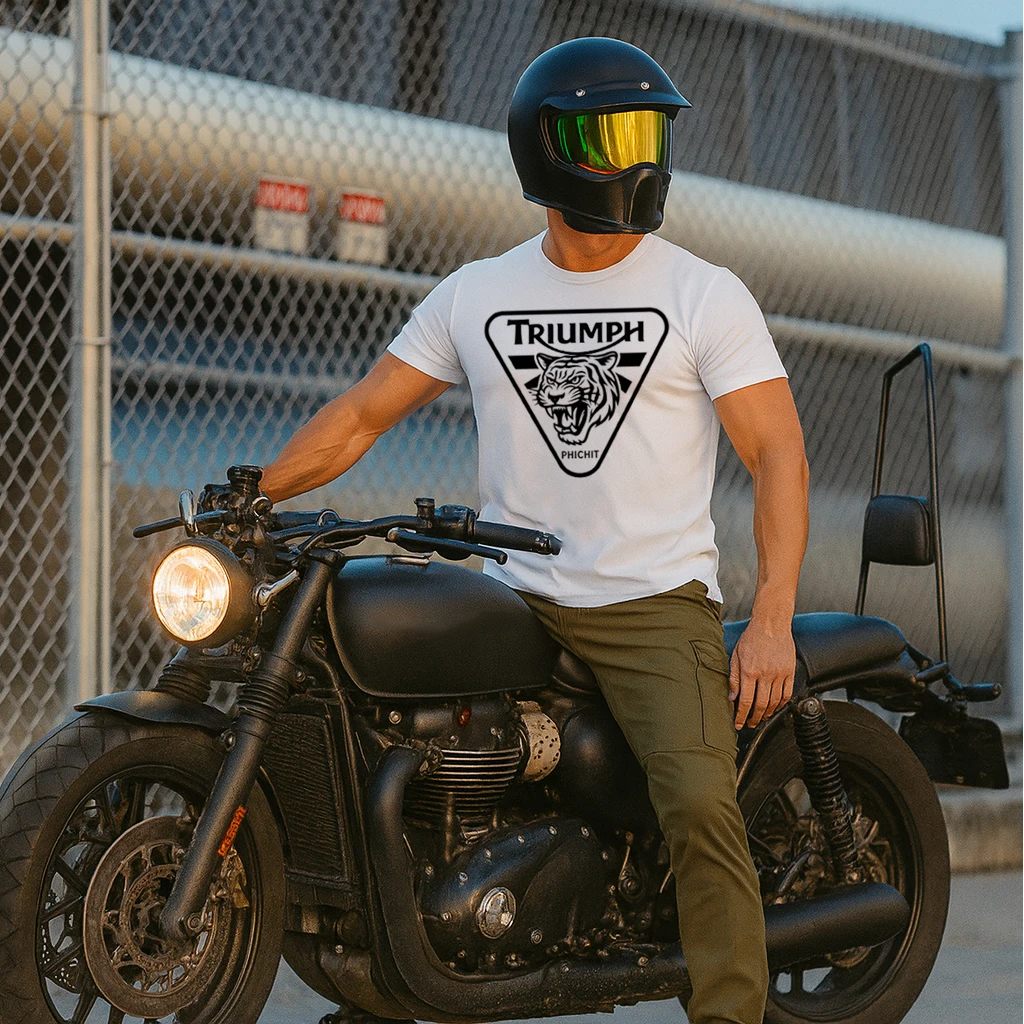 

Hot Triumph Motorcycle T-shirt Summer Unisex Racing Biker Graphic Tee Fashion Hip Hop Comfortable Casual Top for Men Women