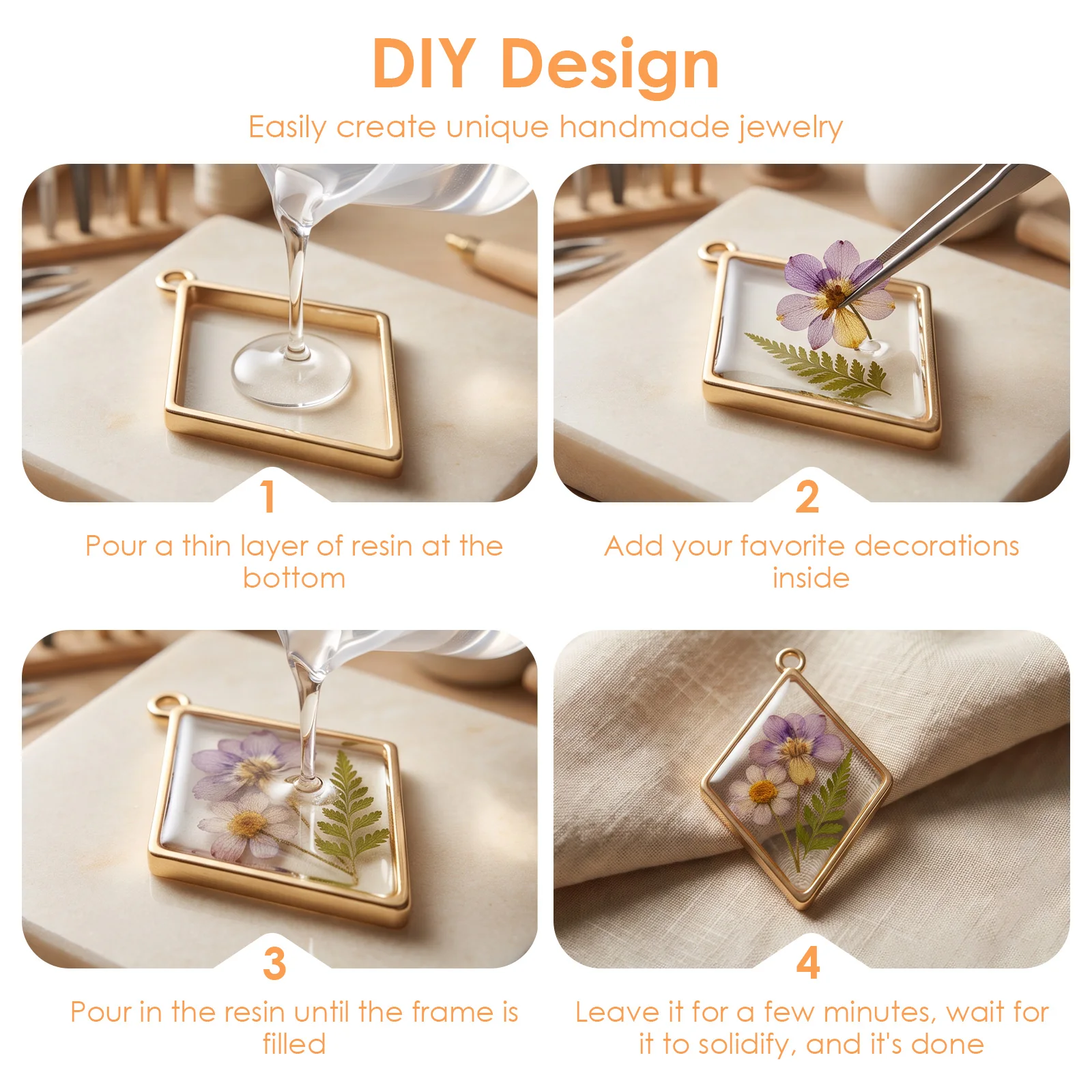 30Pcs Hollow Frame Pendant Cha - Bezels Pendant Resin ulasan dan harga