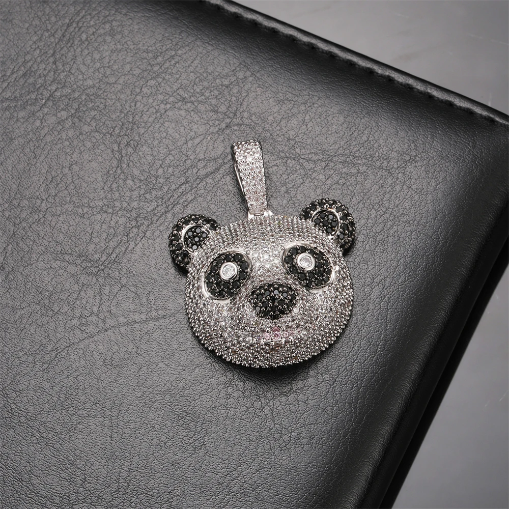 

D&Z Hip Hop Iced Out Panda Necklace Pendant Without Chain Cute Cubic Zirconia Pendant For DIY Necklace Fashion Jewelry Gift