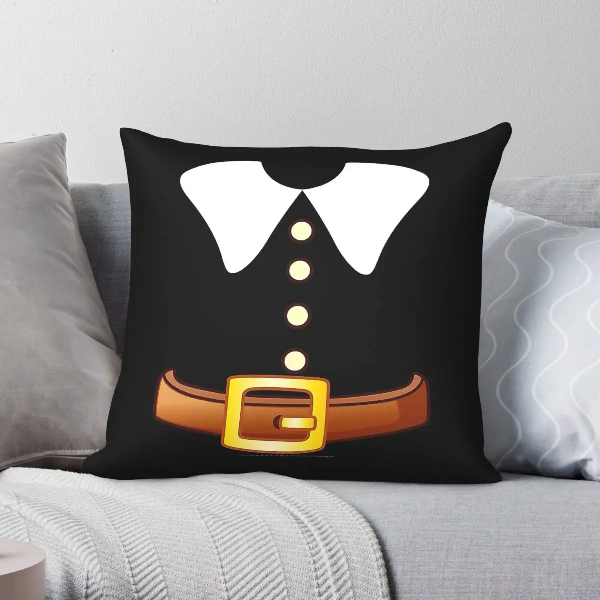 Thanksgiving Pilgrim Square Pillowcase Polyester Linen Velvet Printed Zip Decorative Pillow Case Car Cushion Cover