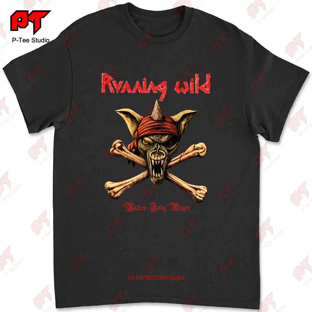 Running Wild Under Jolly Roger Crossbones T-shirt 6D39