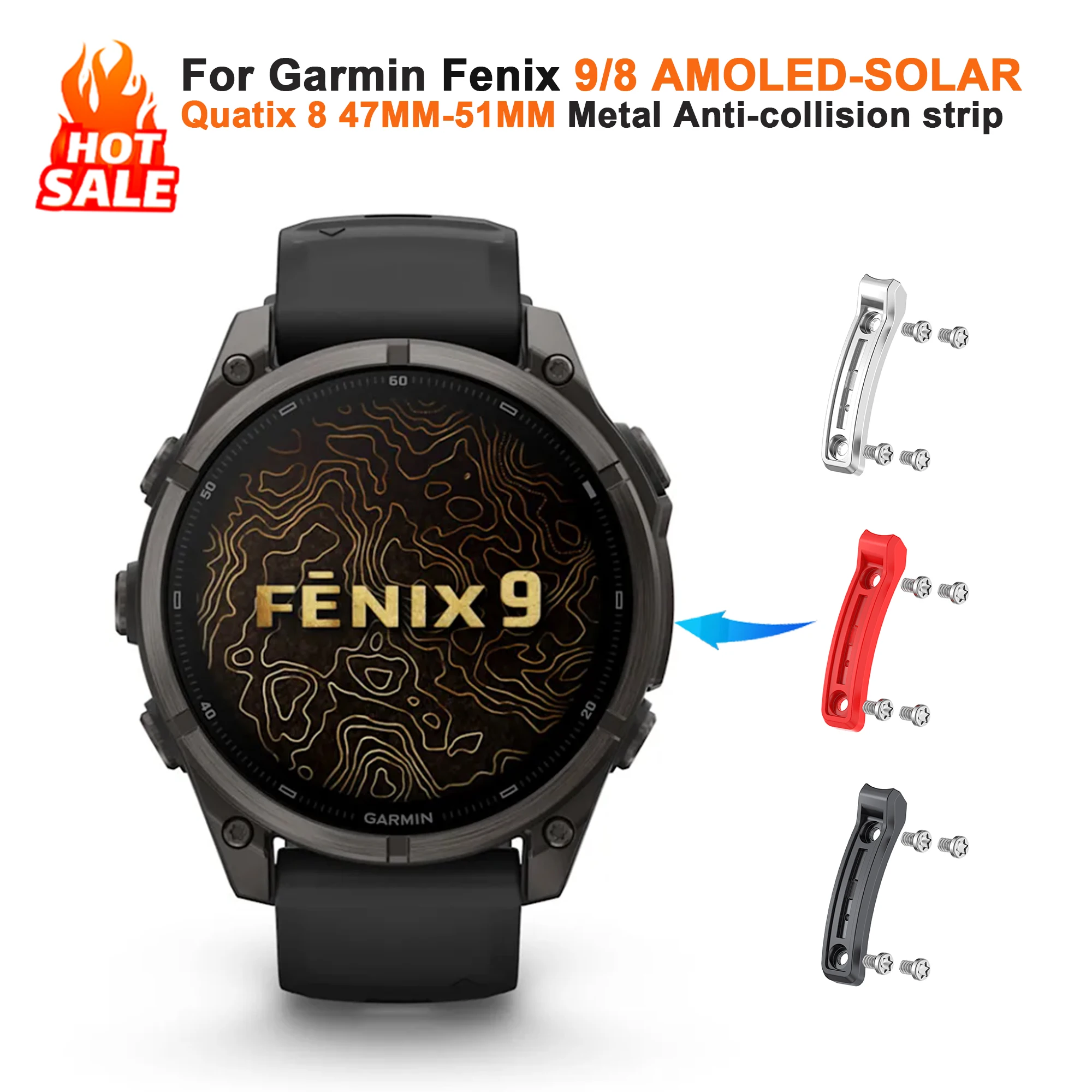 Metal Anti-Collision Strip for Garmin Fenix 9 8 Tactix8 Quatix8 51mm 47mm Smart Watch Bumper Accessories Cover Not suitable Pro