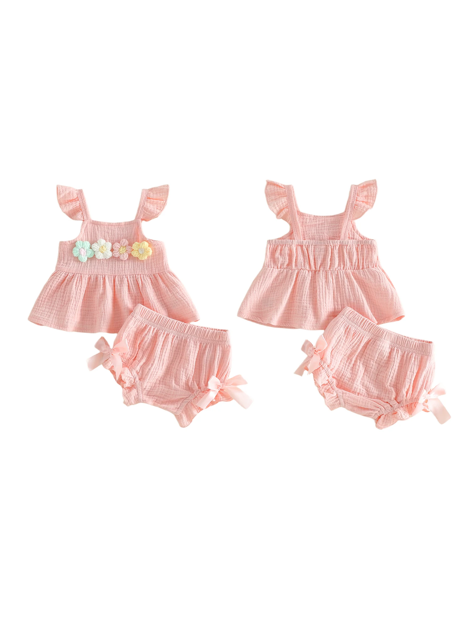 

Очаровательная блузка Babydoll с цветочным принтом для маленьких девочек и шорты с рюшами и бантом, одинаковый комплект для летних развлечений