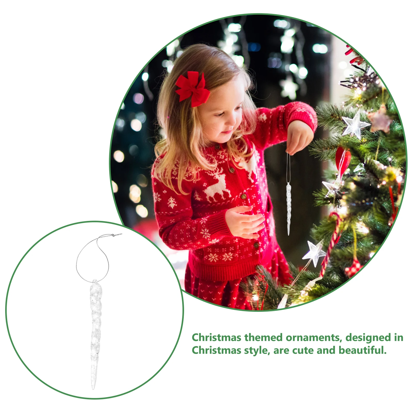 

4Pcs Xmas Icicle Hanging Ornaments Acrylic Christmas Tree Decor Holiday Party Decorations Lightweight Easy Hang