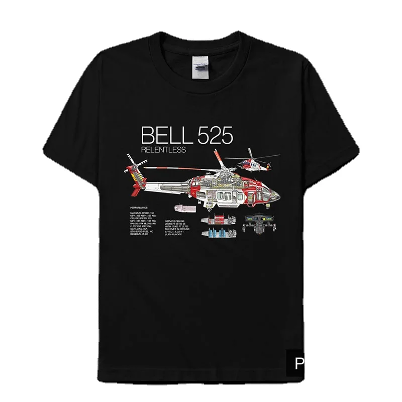 America Bell525 Relentless Helicopter Creative Printed Adult T-Shirt Summer Cotton Short Sleeve O-Neck Men's T Shirt New S-3XL