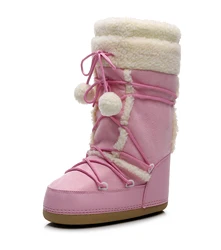 Stivali con plateau invernali stivali da neve da donna stivali da sci a prova di freddo stivali caldi a metร polpaccio scarpe in cotone antiscivolo taglia 35-40