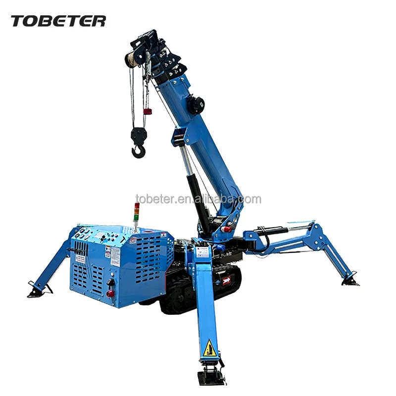 Tobeter Hot Selling Remote Control 10 Ton Spider Type Cranes Factory Spider Crane Crawler 21m Lifting Glass Lifter Price