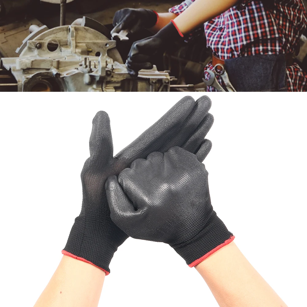 12 Pair Black /Grey/ Horticulture Gloves Safety Work Gloves Repair Gloves Palm Coated Gloves Carpenter Repairman Supplies
