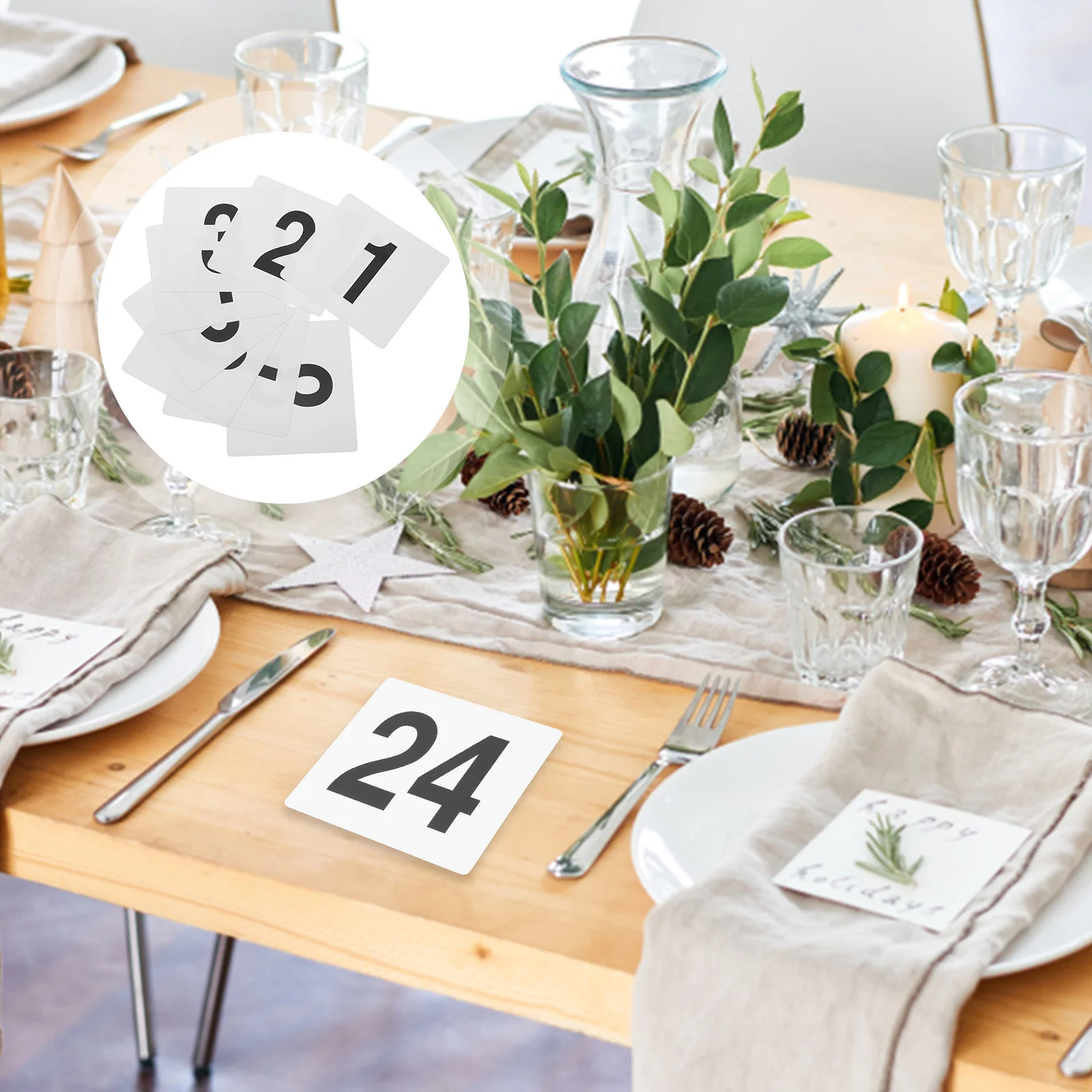 

1Set Number Card 1-50 Double Side Table Numbers for Wedding Restaurant Plastic Reusable Tags Number Cards