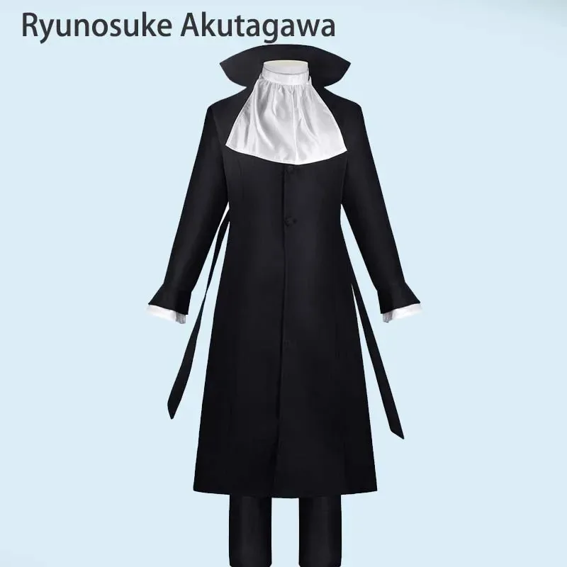 

Anime Cosplay Bungo Stray Dogs Black Uniform with Coat Shirt Pants Outfits for Halloween Ryunosuke Akutagawa Cosplay Costume