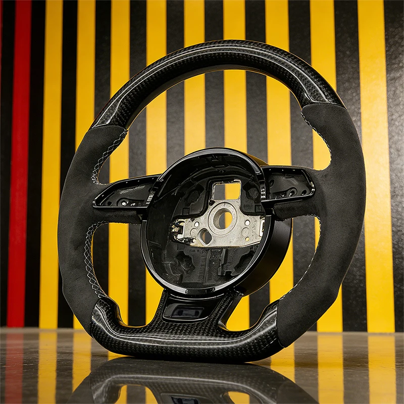 

Половина замши из углеродного волокна A4 B8 Спортивное рулевое колесо с плоским дном для AUDI A3 A4 A5 A6 A7 Q3 Q5 Q7 (2008-2018) Обновление салона автомобиля