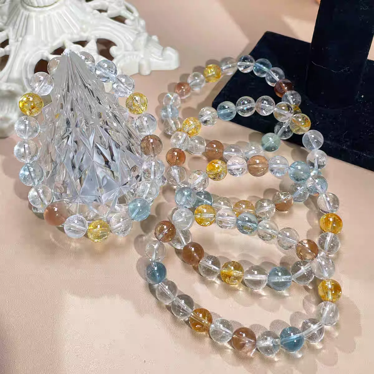

Natural Colorful Topaz Bracelet Clear Beads Women Men White Yellow Blue Topaz Bracelet Jewelry 9mm 10mm 11mm 12mm AAAAAA