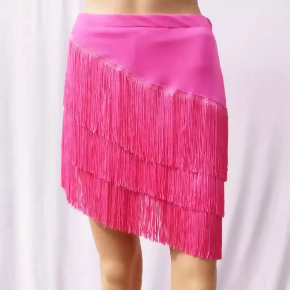 Girls fringe latin dance skirts inclined hem children tassels salsa latin ballroom dance Skirt for kids only Skirt