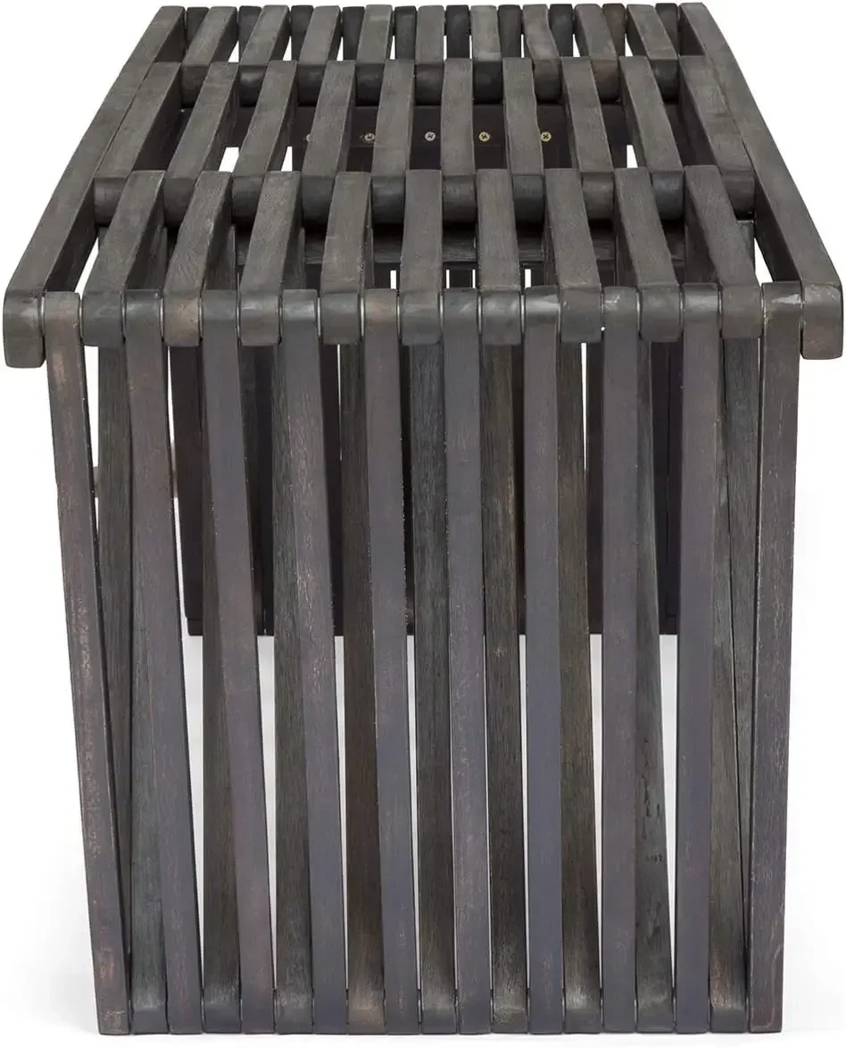 Knight Home Esme Outdoor Acacia Wood Bench, Dark Gray Finish