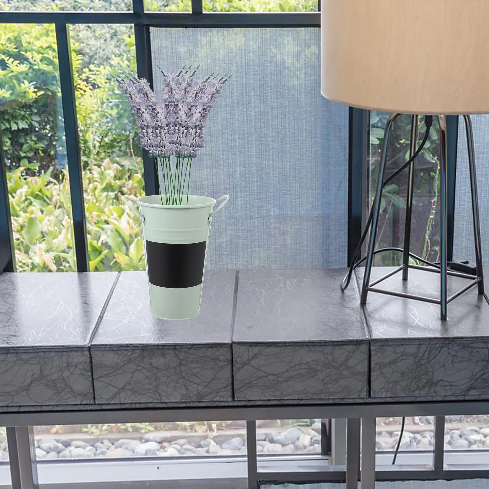 

Small Blackboard Flower Bucket Retro Iron Flower Vase For Home Balcony Garden Decor Desktop Plant Pot Metal Succulents