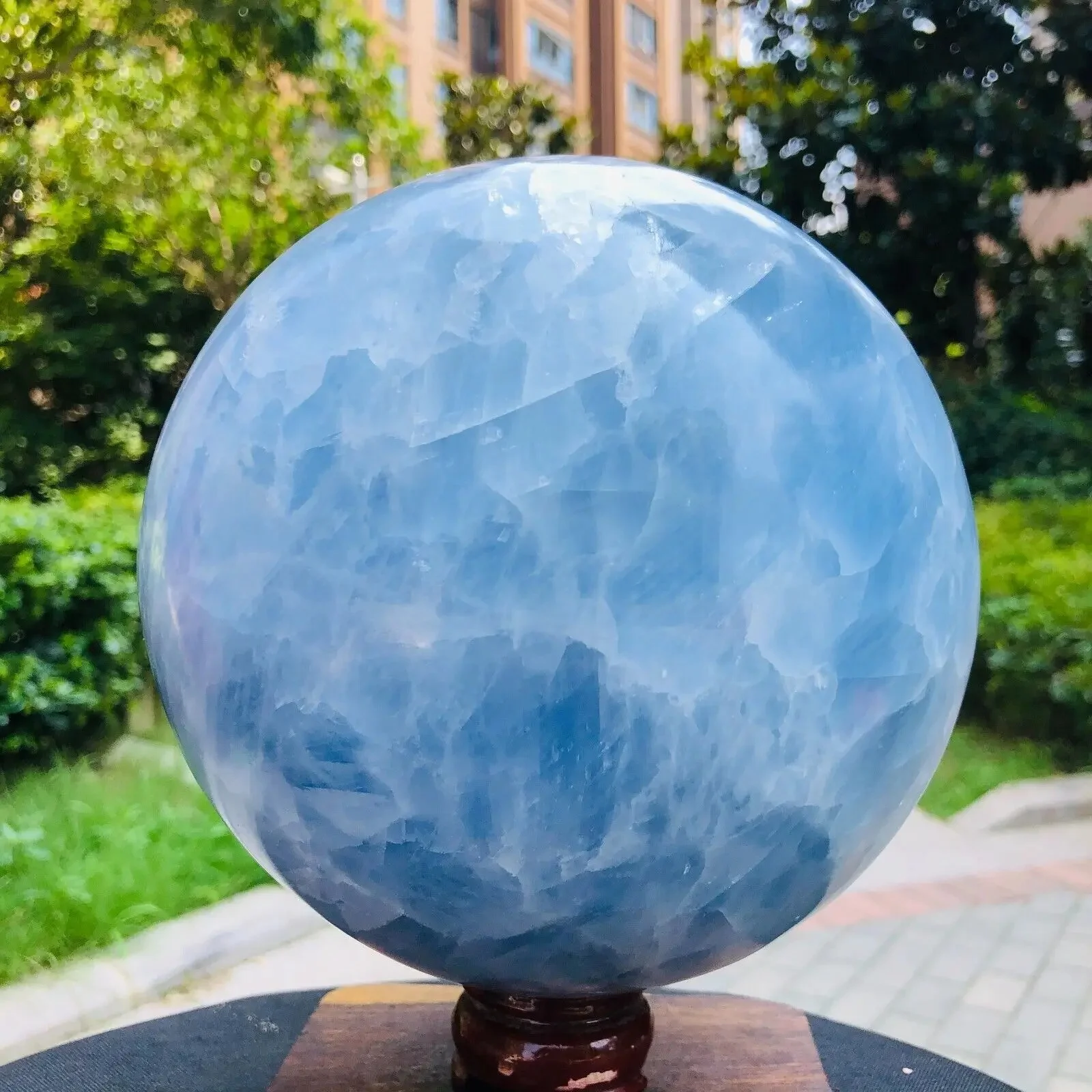 Natural BLUE CALCITE sphere Crystal Ball Mineral specimen Healing