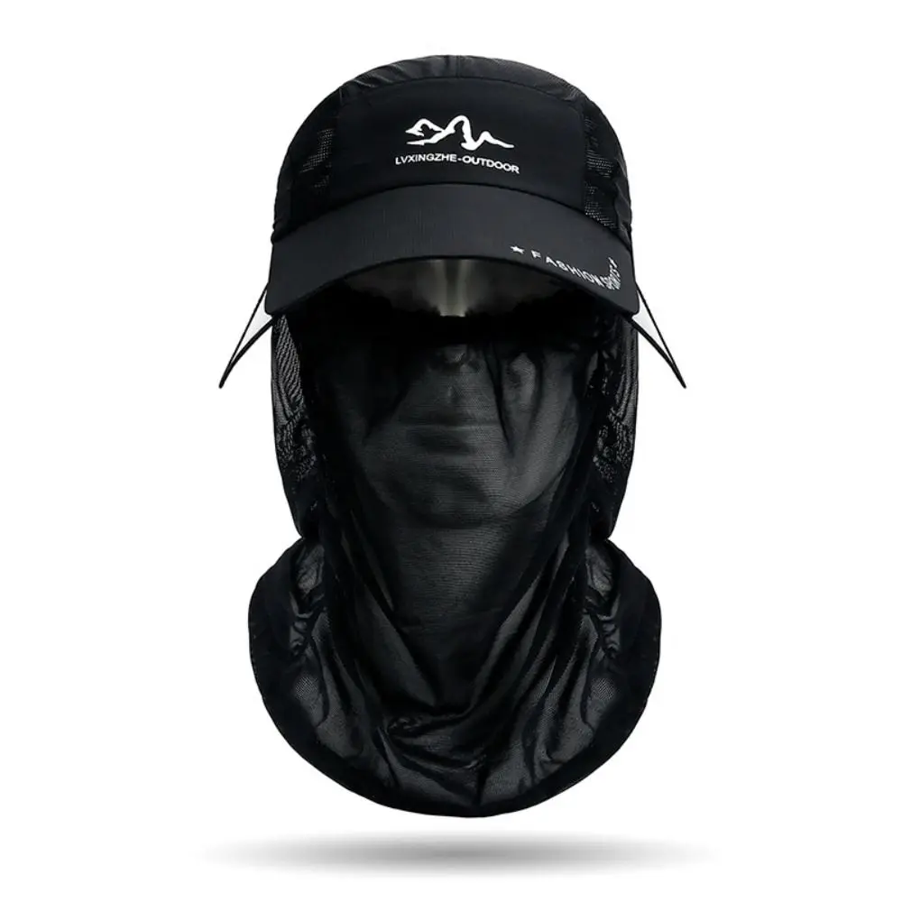 New Retractable Brim Sun Hat Cycling Outdoor UPF 50+ Sunscreen Fishing Hat Solid Color Sun Protection Full Face Mask