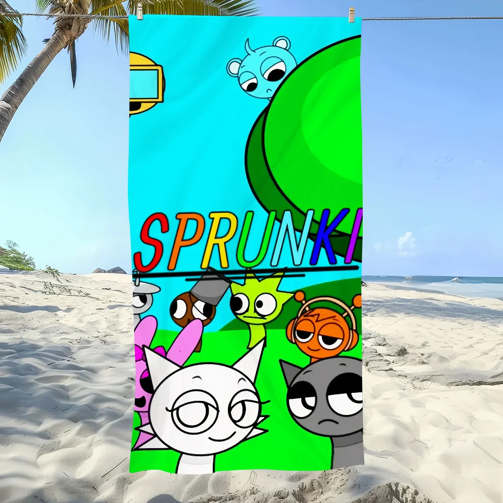Cartoon Sprunki Pattern Beach Towel Soft Quick Dry Sports Bath Towel_voghion.com