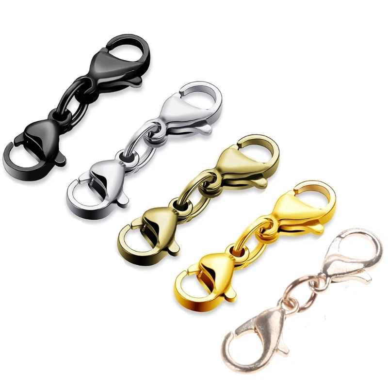 8 Pcs Double End Lobster Clasp Necklace Shortener Clasp Bracelet Extension Clasp Chain Extender Double Claw Connector