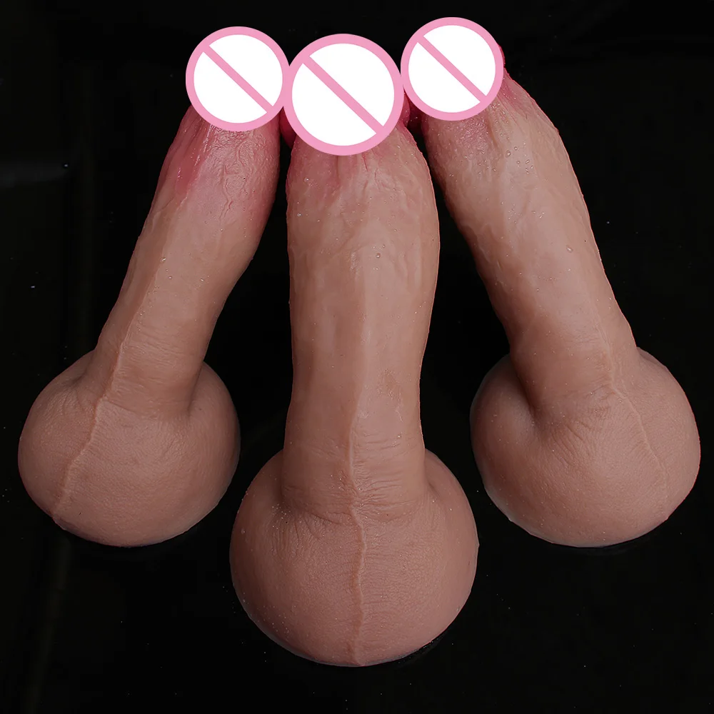 Skin Slicone Soft Suction Dildo Sexy Huge Penis Female Masturbator Double-layer Realistic Male Artificial Penis Dick Sex Product