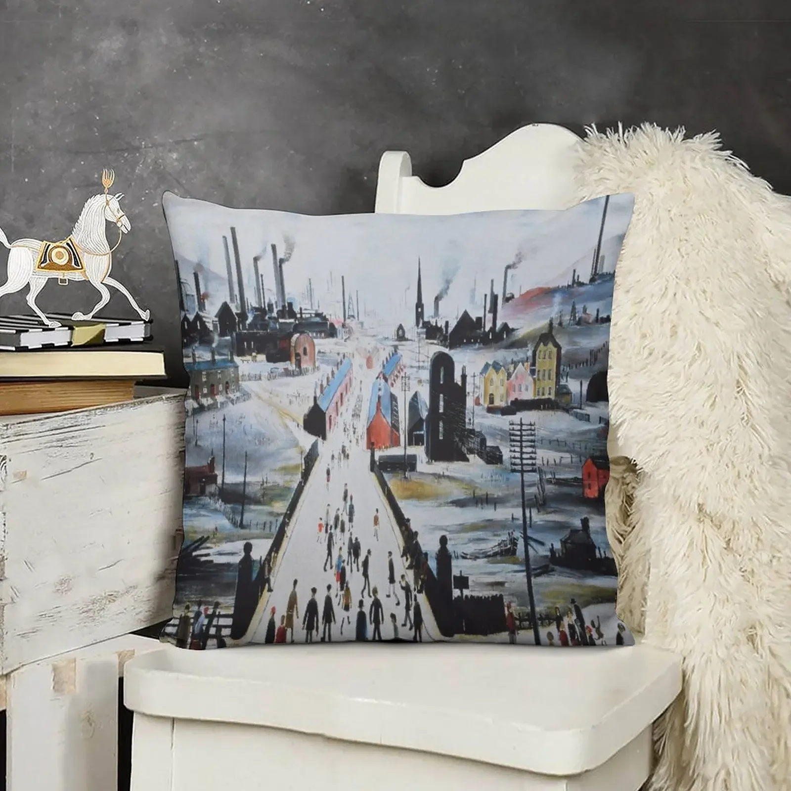 L S Lowry Throw Pillow pillow cover luxury Elastic Cover For Sofa Pillowcase Cushion pillow