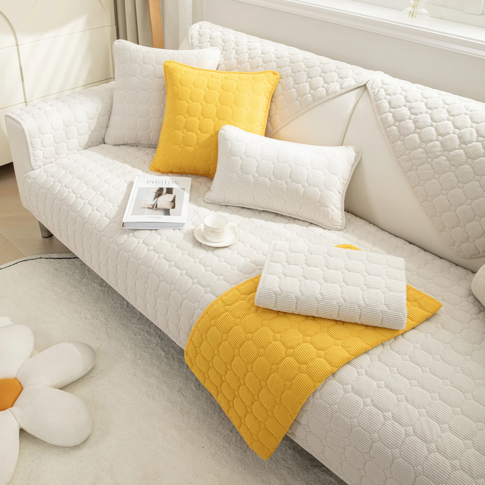 Thicken Plush Sofa Cover Non-slip Couch Cover Cushion Slipcover for Living Room Multiple Size Corduroy Furniture Protector Cover