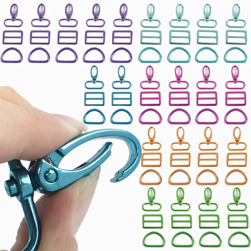 

Набор из 2/5 штук: Металлические пряжки для ремней сумок 20-38 мм, поворотные застежки-карабины, трехслойные регуляторы, D-образные кольца, крючки для регулировки строп, аксессуары для рукоделия