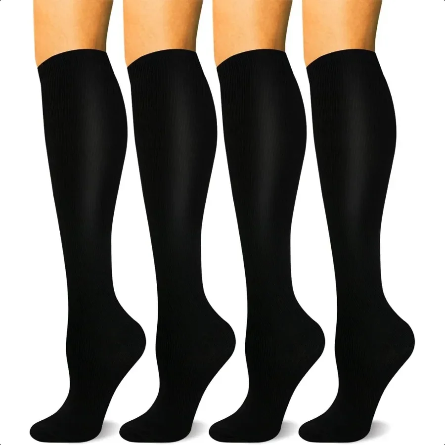 

4 Pairs Comprion Socks for Women Men Best port for Medical Circulation Nurses Running Travel