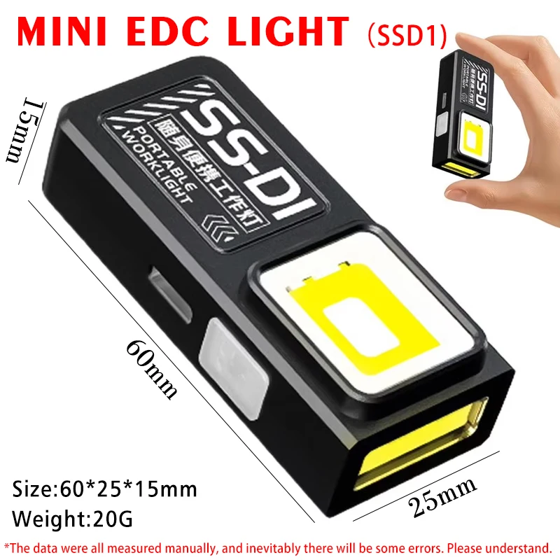MINI USB oplaadbare LED-zaklamp Draagbare staartmagneet Werklamp Super heldere campinglantaarn Zij-COB noodzaklamp