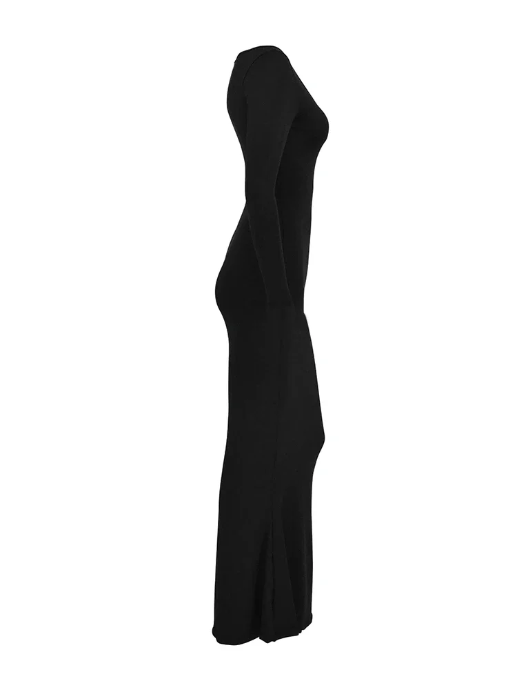 Jurk Vrouwen Herfst Sexy Zwarte Lange Mouwen Casual Bodycon Maxi Jurk Mode Streetwear Club Elegante Feestjurken Dames Nieuw