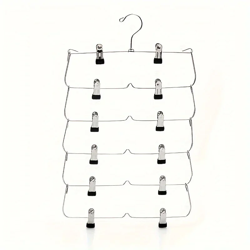 

Регулируемые зажимы для дома, противоскользящий инструмент для хранения гардероба, 6-слойные вешалки для одежды, складная многослойная вешалка для юбки и брюк с