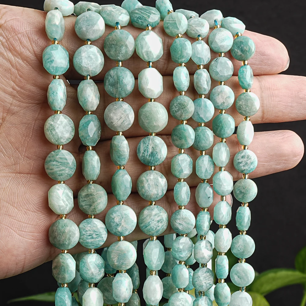 Teal Blue Green Amazonite Star of David Cut Gemstone Beads with Spacer Beads Premium Round Healing Crystals for Jewelry-Making