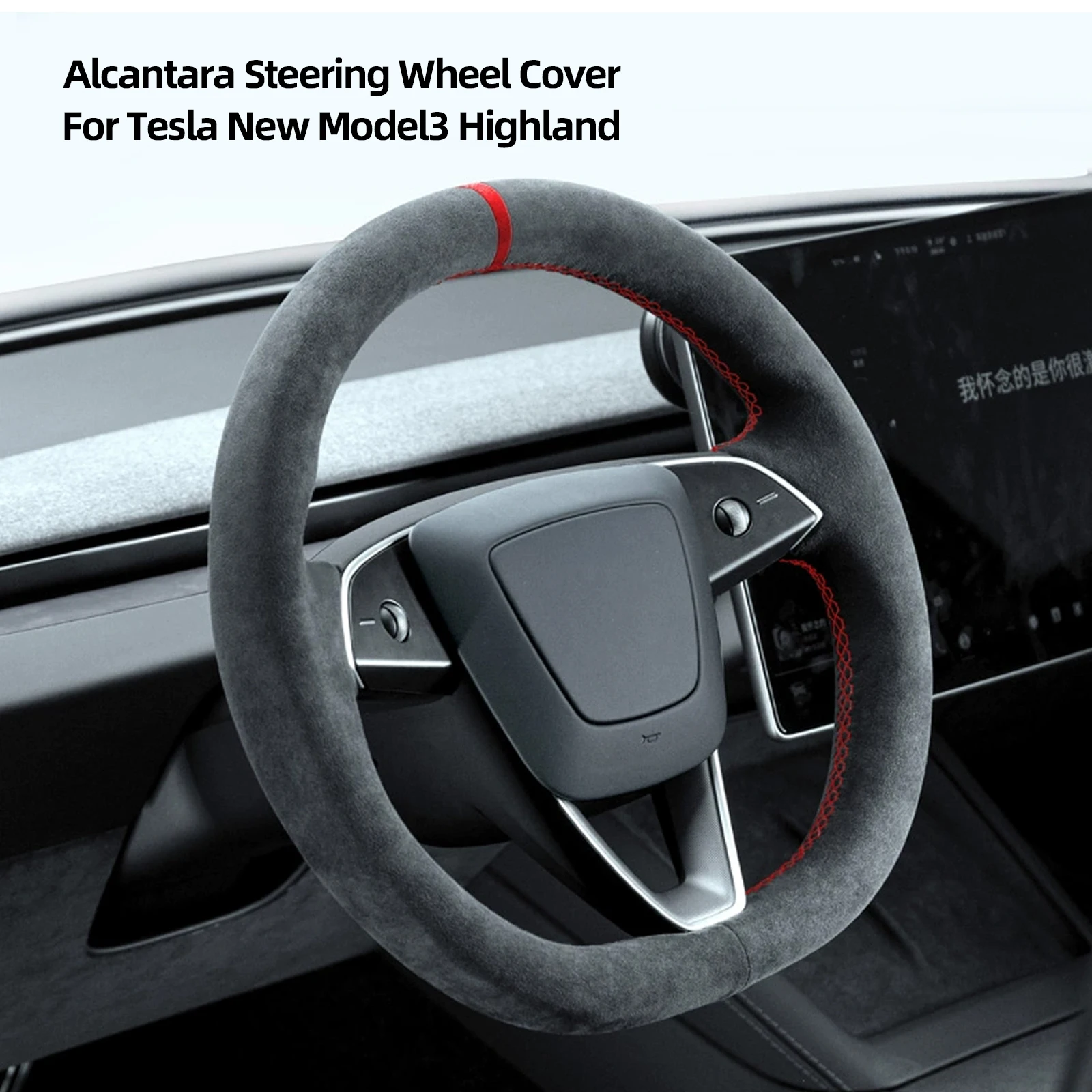 Alfanxi coprivolante Alcantara a punto mano compatibile con Tesla nuovo modello 3 2023 Tesla Highland