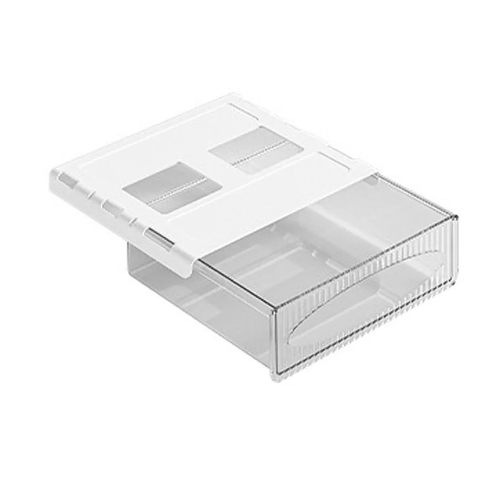 

Large Capacity Under Desk Drawer Transparent Plastic Cabinet Storage Drawer Slide Out Non-Drilling Pull Out Storage Box