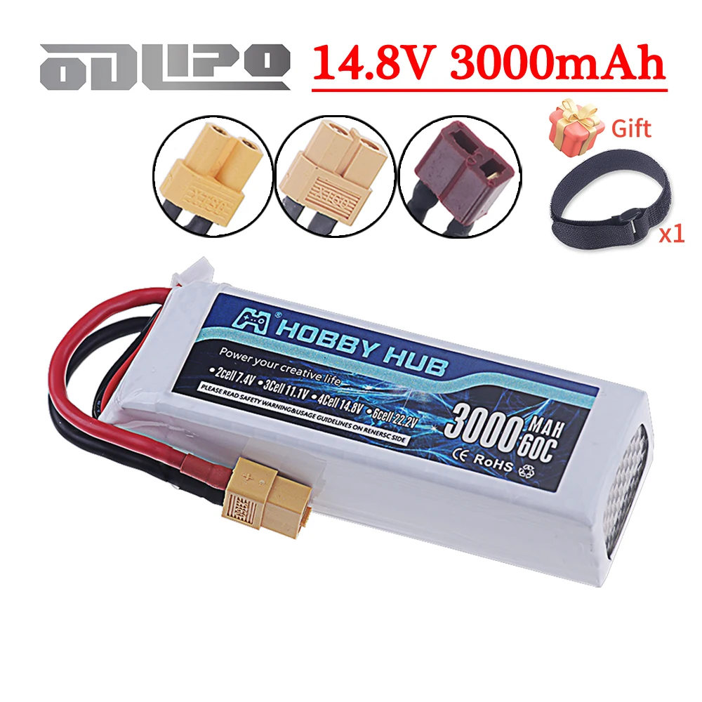 

14.8V 3000mAh 4S 60C LiPo Battery with Deans T XT60 XT30 Plug for Aircraft Crawler Truck FPV Drone Helicopter 4S 14.8V Battery