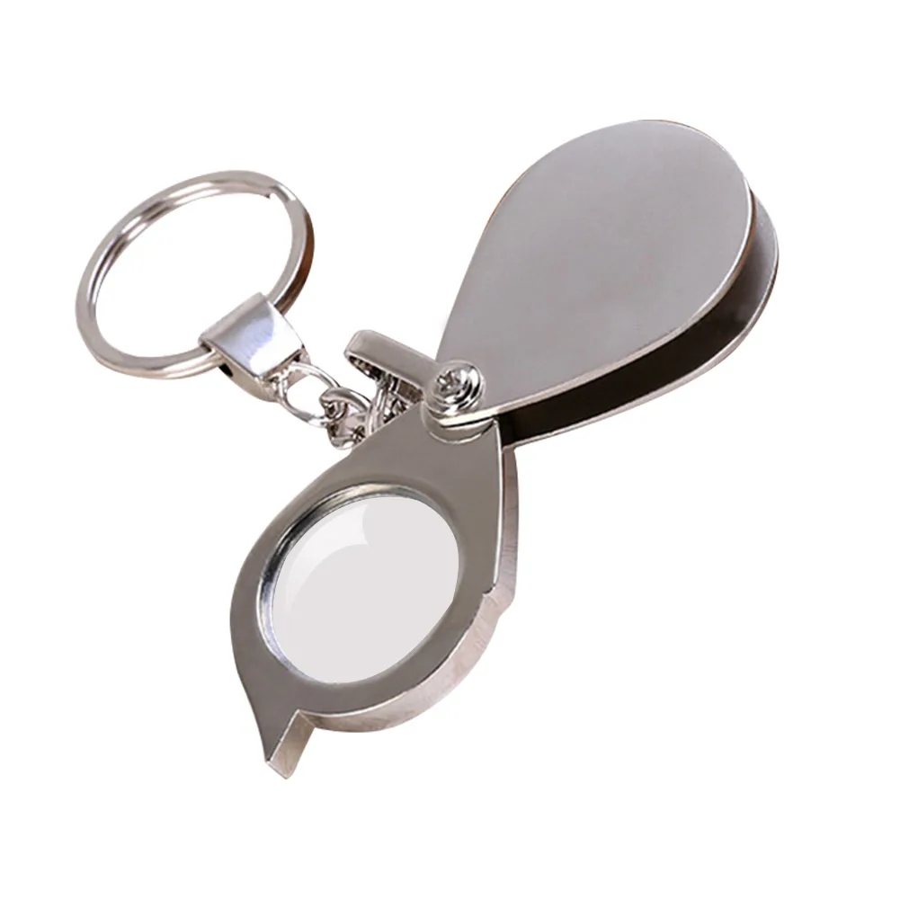 15X Portable Folding Key Ring Mini Magnifier Key Chain Magnifying Durable Glass Loupe Pocket Tool Gift Supplies