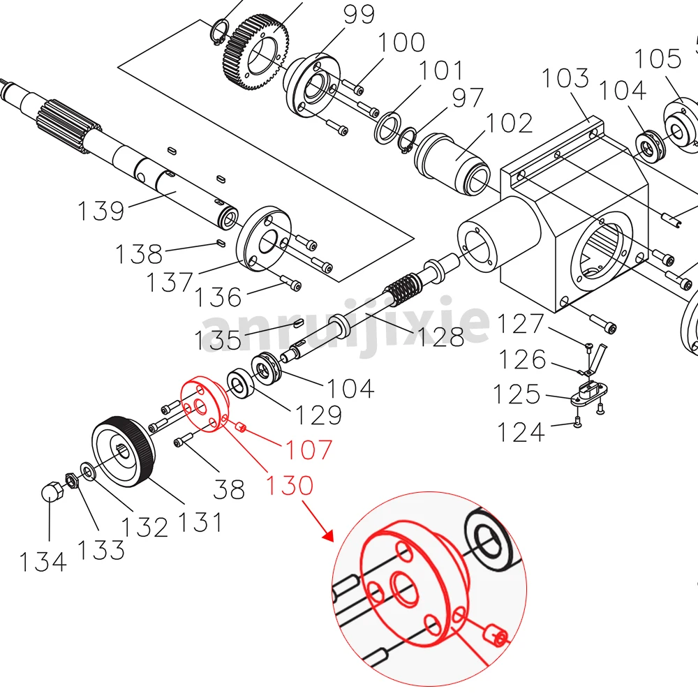 Worm Left Support Flange for SIEG SX3-130&JET JMD-3&BusyBee CX611&Grizzly G0619