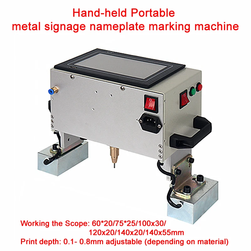 Hand-held Portable metal signage nameplate marking machine touch-screen Electric Pneumatic Lettering Machine 60*20 75*25 100x30