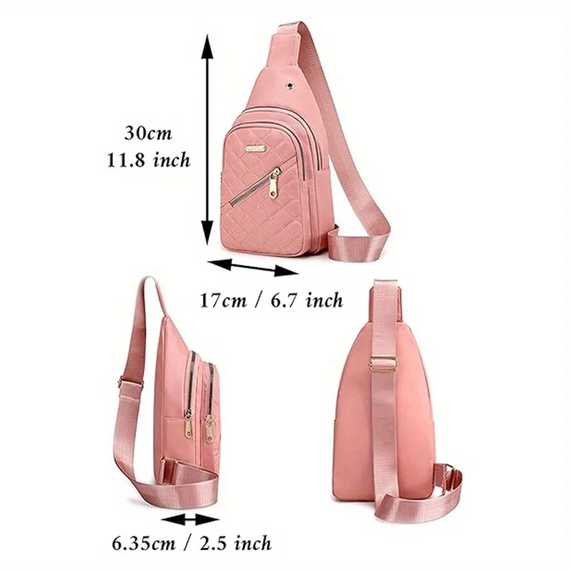 Gesteppte Nylon-Umhängetasche mit Goldreißverschluss, Mehrtaschen-Crossbody-Taschen für Damen und Herren, Alltags-, Freizeit-, Reise-, Outdoor- und Sporttasche – Detail 30