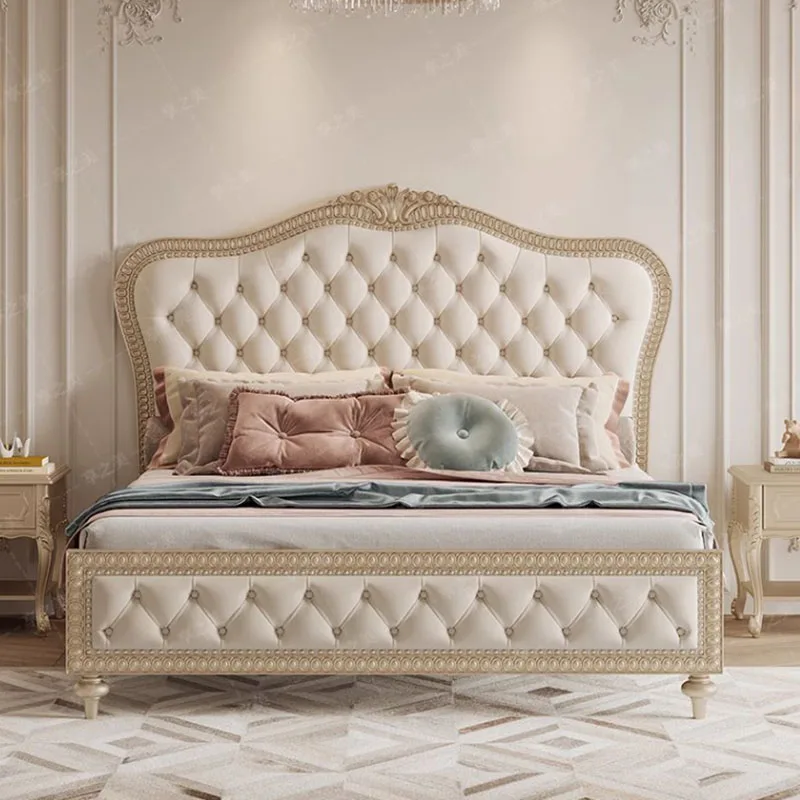 

aesthetic European Luxury Bed Glamorous nordic Sleeping King Size Bed Frame Modern Platform Letto Matrimoniale Home Furniture