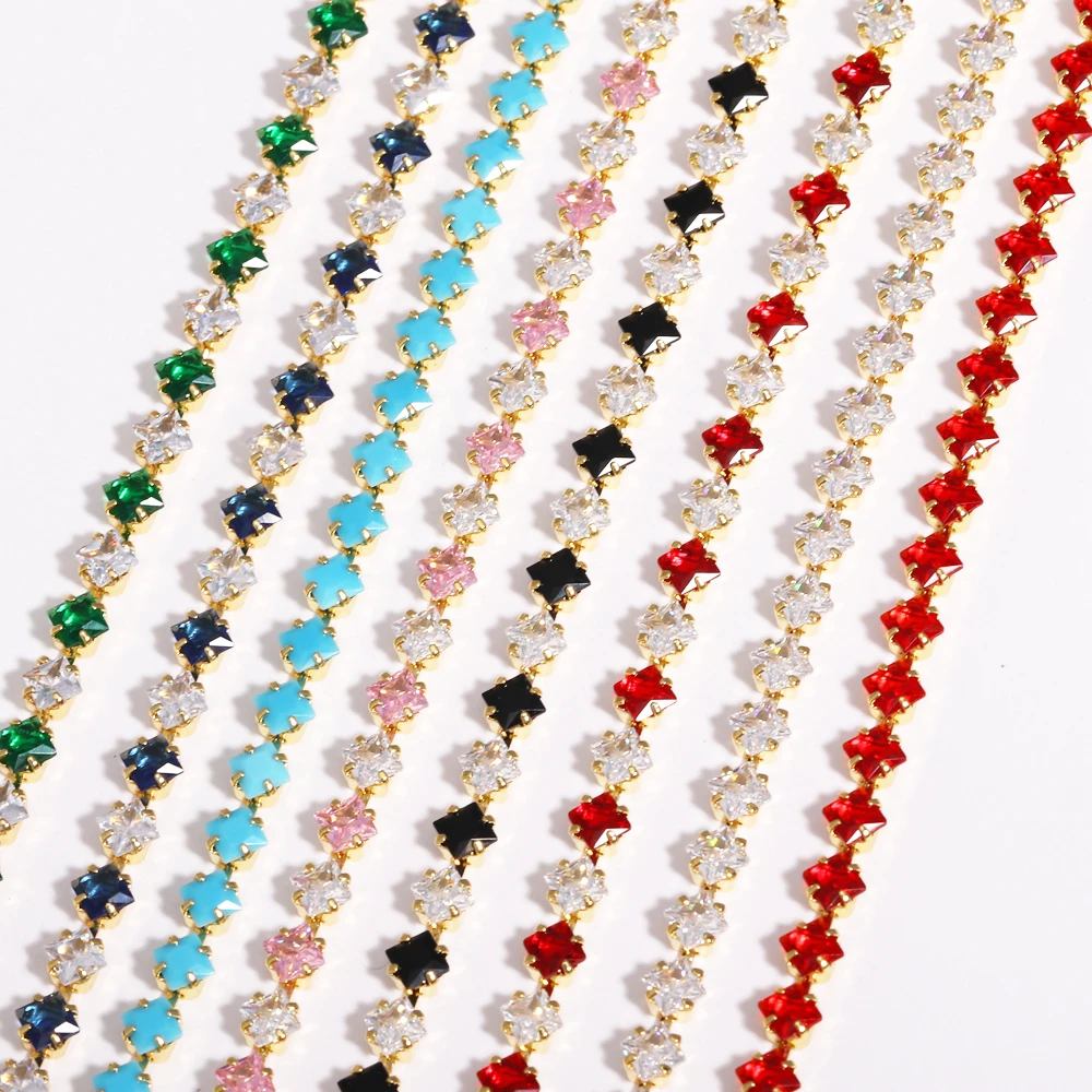 Neue Ankunft 4mm Rosa Rot Blau Türkis Gold Zirkon Silber Farbe Armbänder für Frauen Valentinstag Geschenk Schmuck großhandel