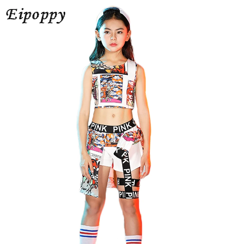 زي رقص الهيب هوب للأطفال ، بدلة للبنات ، ملابس أداء ، ملابس رقص ، مد